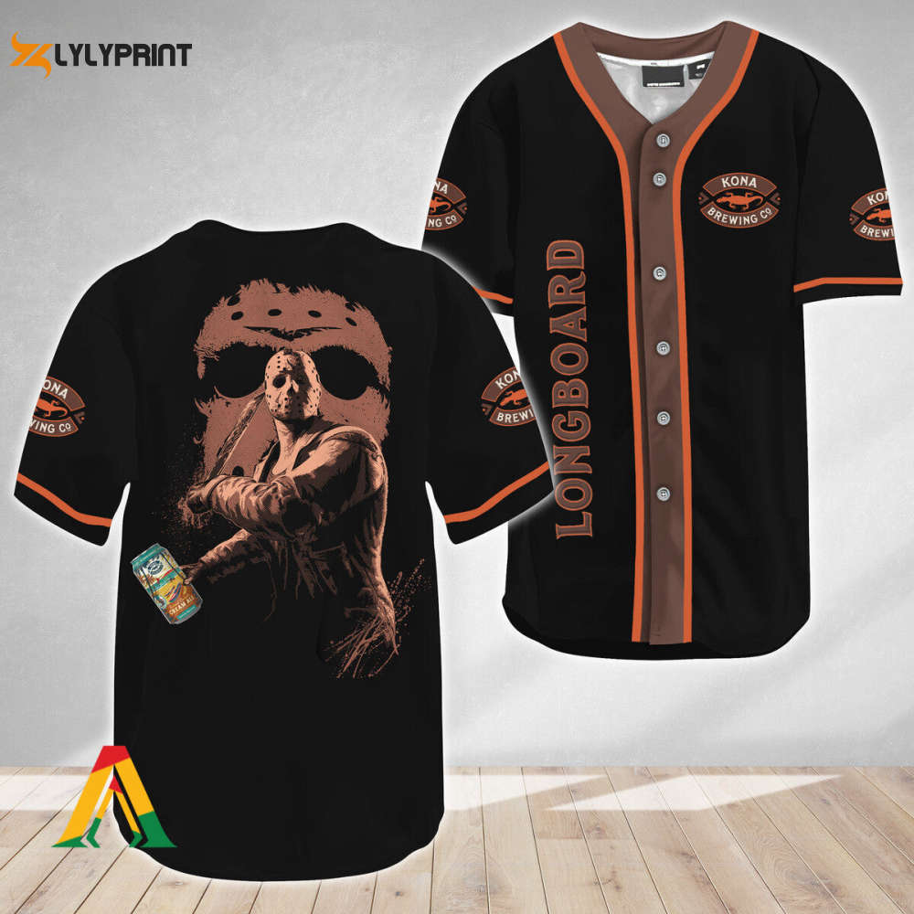 Jason Voorhees Friday The 13th Kona Brewing Baseball Jersey - Gift for Men Women - lylyprint.com baseball jersey product view 1