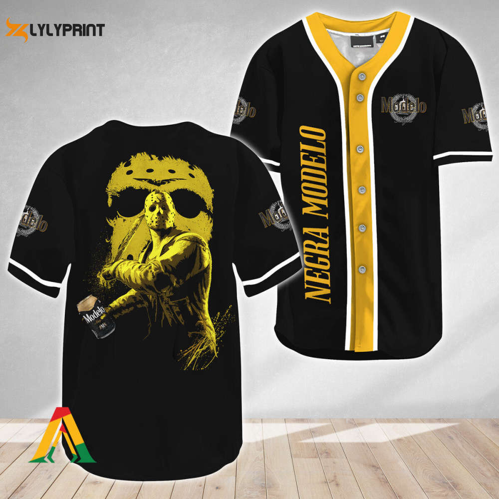 Jason Voorhees Friday The 13th Negra Modelo Baseball Jersey - Gift for Men Women - lylyprint.com baseball jersey product view 1