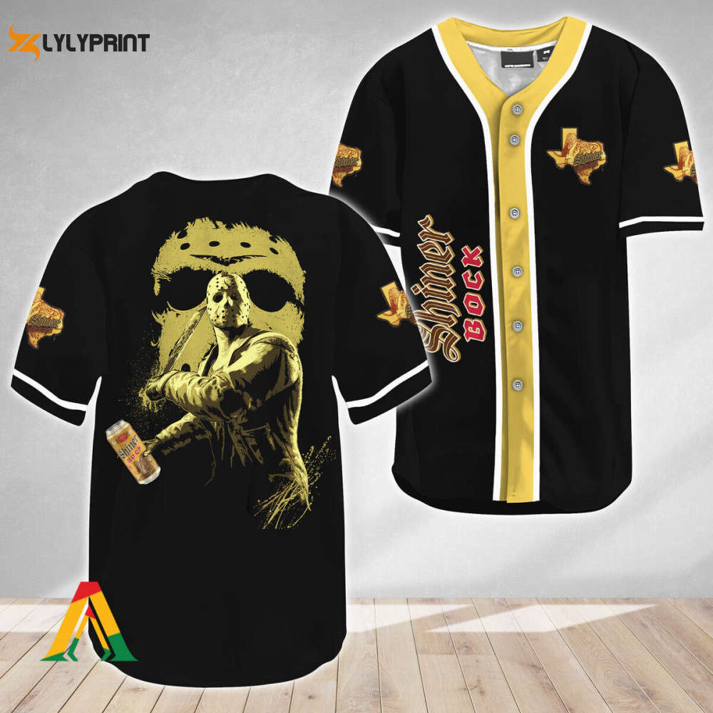 Jason Voorhees Friday The 13th Shiner Bock Beer Baseball Jersey - Gift for Men Women - lylyprint.com baseball jersey product view 1