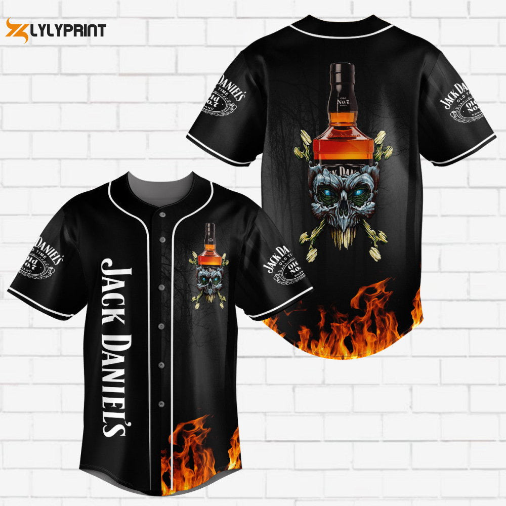 JD Flowery Skull Fire All Over Print 3D Unisex Baseball Jersey - lylyprint.com baseball jersey product view 1