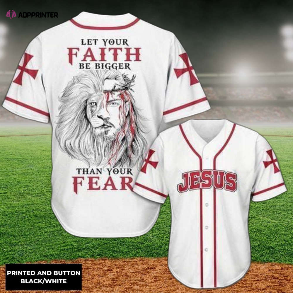 Jesus Lion Baseball Jersey: Embrace Faith Over Fear - Aopprinter baseball jersey product view 1