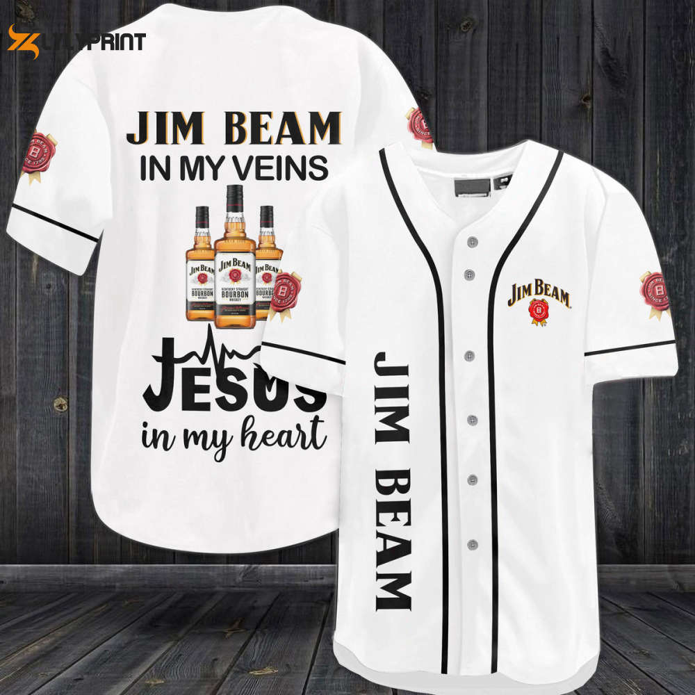 Jim Beam In My Veins Jesus In My Heart Baseball Jersey - Gift for Men Women - lylyprint.com baseball jersey product view 1