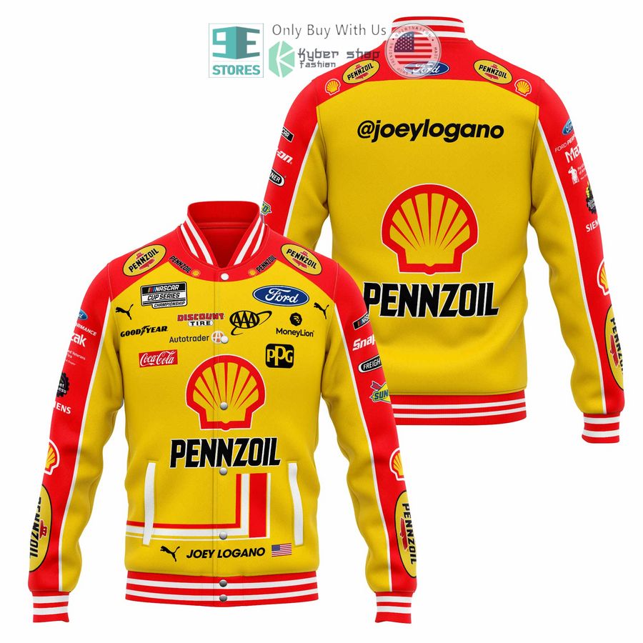 BEST Joey Logano Pennzoil Baseball Jacket baseball jersey product view 1