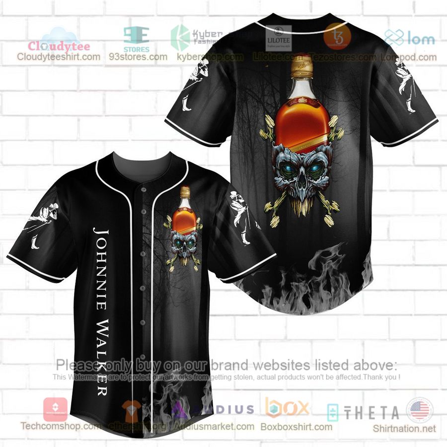 HOT Johnnie Walker skull head Baseball Jersey Shirt baseball jersey product view 1