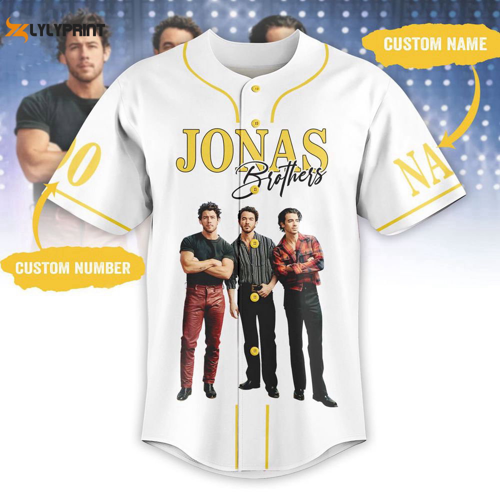 Jonas Brothers Albums Personalized Baseball Jersey, Pop Rock Band Jersey Tee, Music Merch Concert, Jonas Brothers Fan Gift - lylyprint.com baseball jersey product view 1