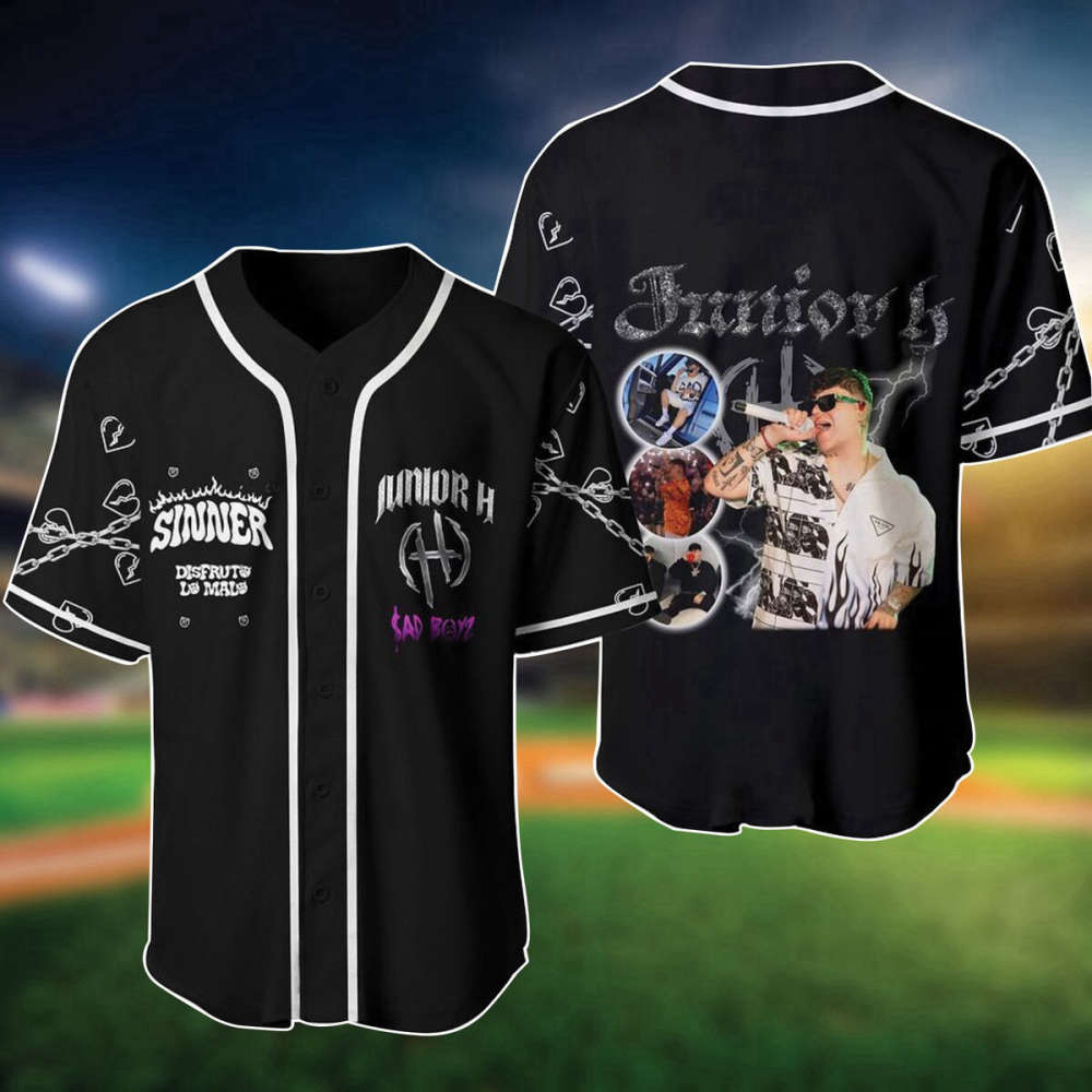 Junior H Baseball Jersey, Sad Boyz Tour 3D Shirt, Junior H Merch, Rap Hip Hop Button Down Shirt, Gift For Fan - Aopprinter baseball jersey product view 1