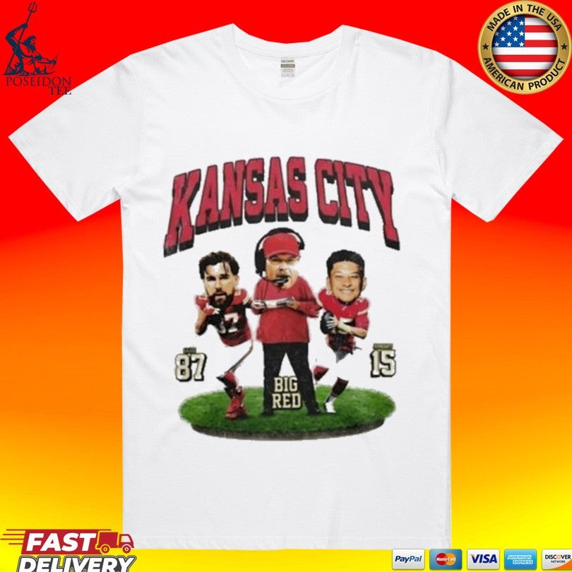 Kansas City Big Head Mahomes Travis Kelce and Andy Reid T-shirt Unisex T-shirt, Sweatshirt, Hoodie, Long Sleeve Tee - T-Shirt, Sweatshirt, Hoodie