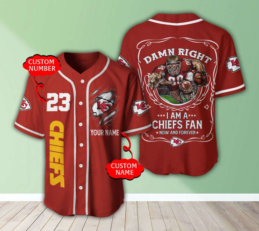 Kansas City Chiefs Personalized Baseball Jersey Fan Gifts - lylyprint.com baseball jersey product view 3