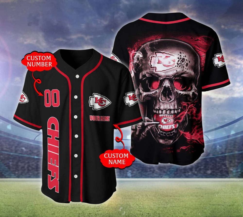 Kansas City Chiefs Personalized Baseball Jersey - lylyprint.com baseball jersey product view 2