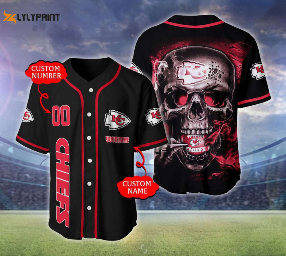 Kansas City Chiefs Personalized Baseball Jersey - lylyprint.com baseball jersey product view 1