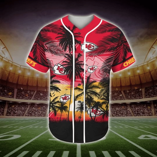 Kansas City Chiefs Tropical Baseball Jersey Gifts for Fans - lylyprint.com baseball jersey product view 2