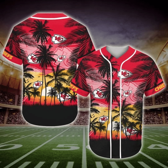 Kansas City Chiefs Tropical Baseball Jersey Gifts for Fans - lylyprint.com baseball jersey product view 3