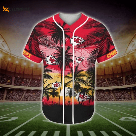 Kansas City Chiefs Tropical Baseball Jersey Gifts for Fans - lylyprint.com baseball jersey product view 1