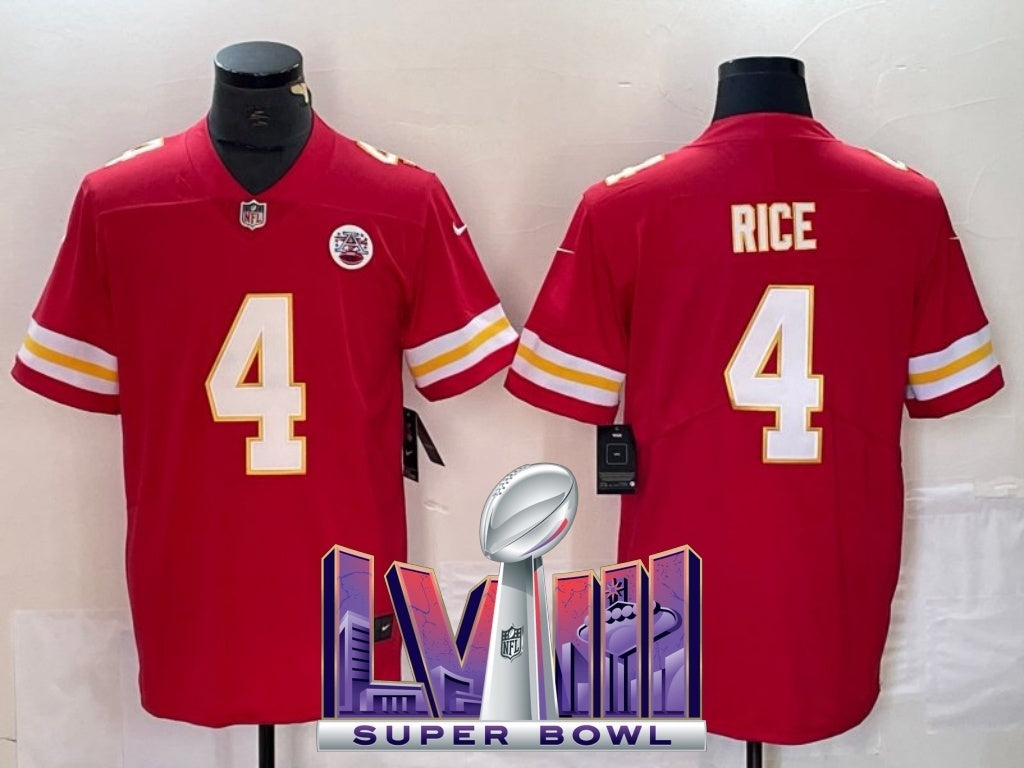 kansas city chiefs #4 rashee rice V2 .png Football Jersey football jersey product view 1