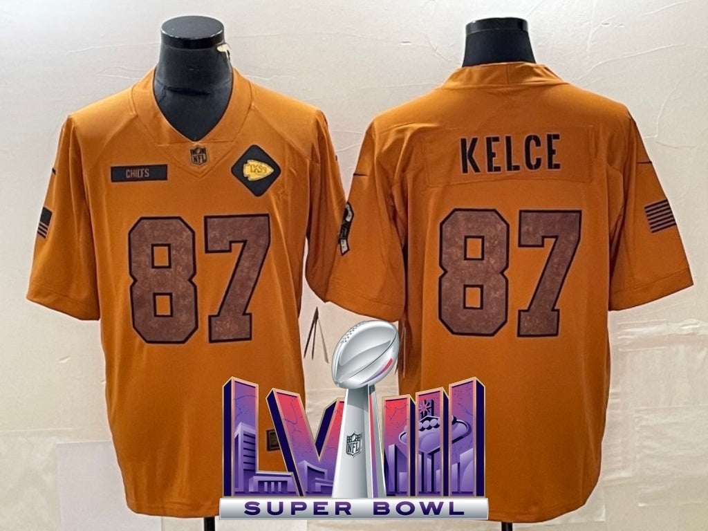 kansas city chiefs #87 travis kelce 23 Salute Football Jersey football jersey product view 1