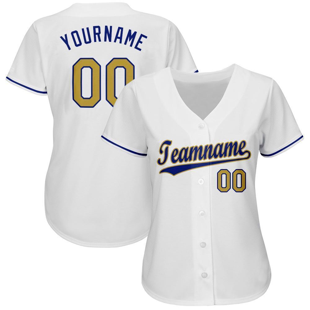 Custom White Old Gold-Royal Baseball Jersey baseball jersey product view 2