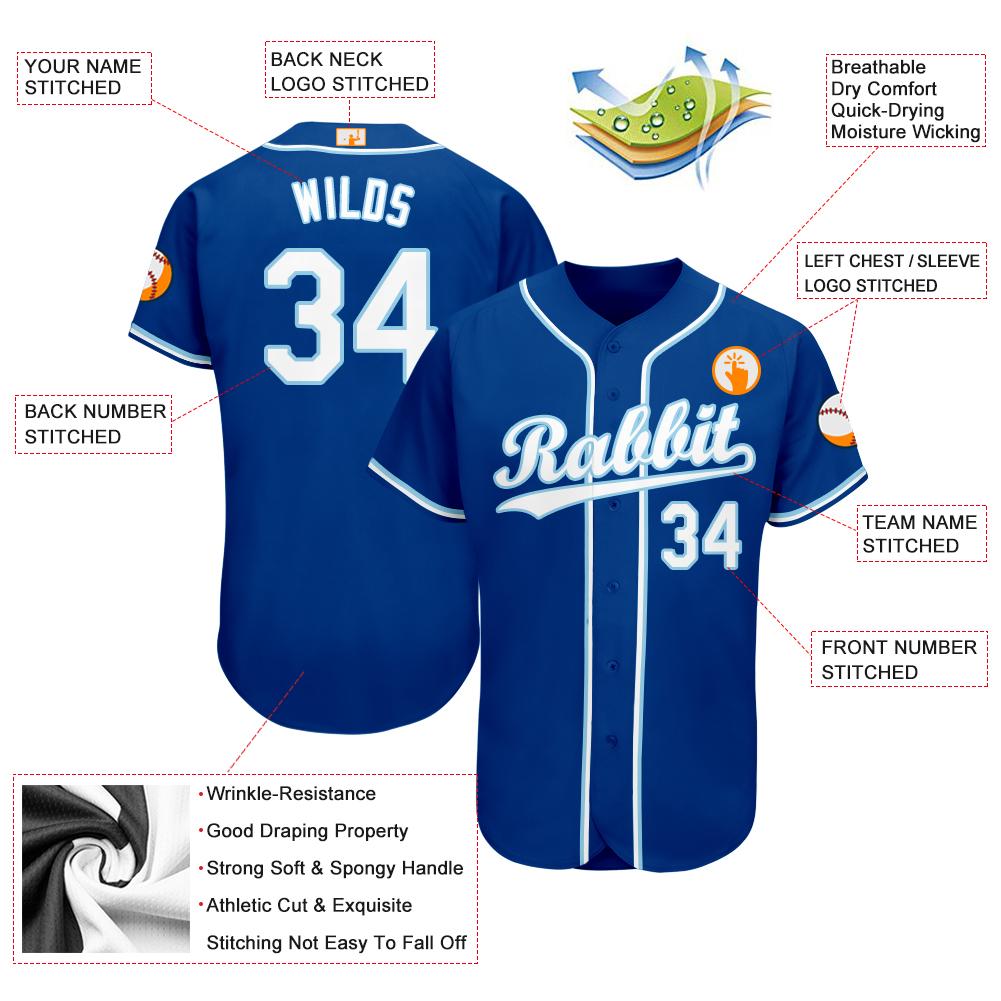 Custom Royal White-Light Blue Baseball Jersey baseball jersey product view 4