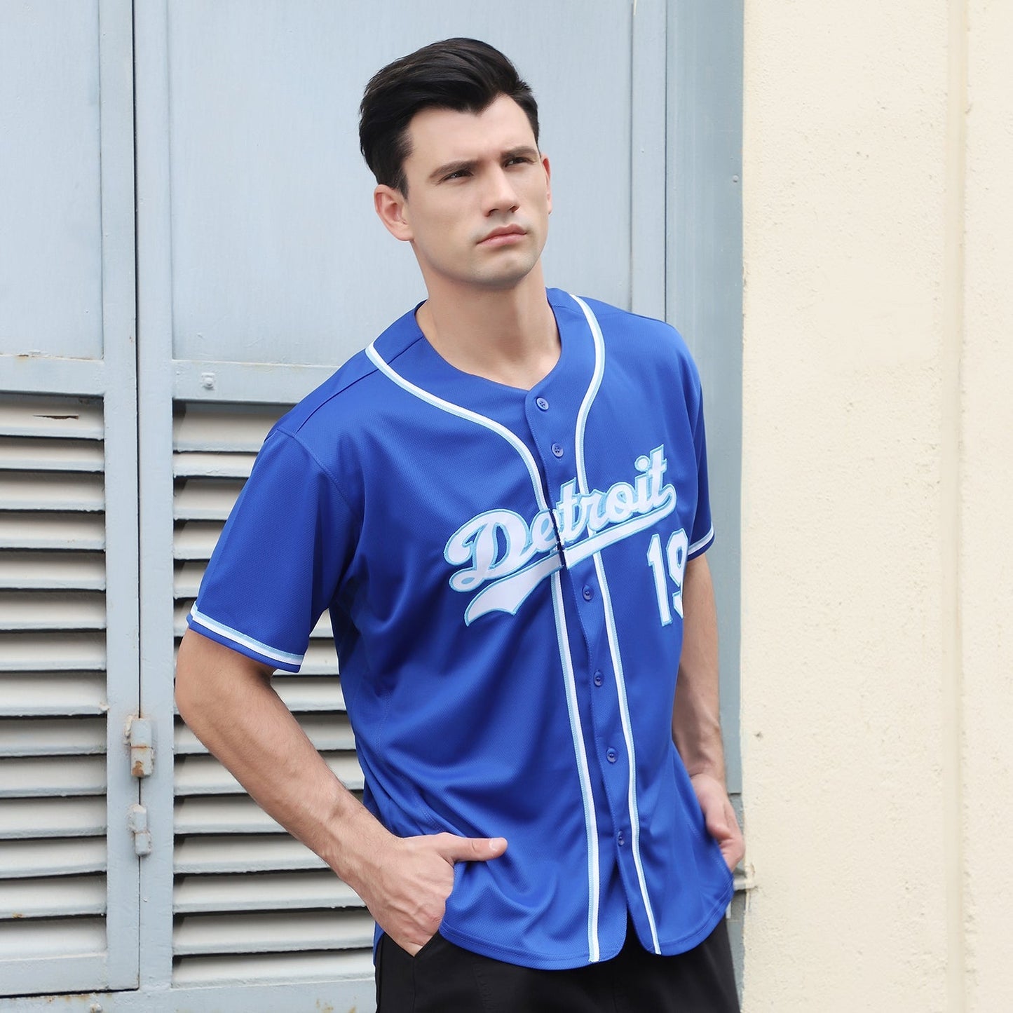 Custom Royal White-Light Blue Baseball Jersey baseball jersey product view 2