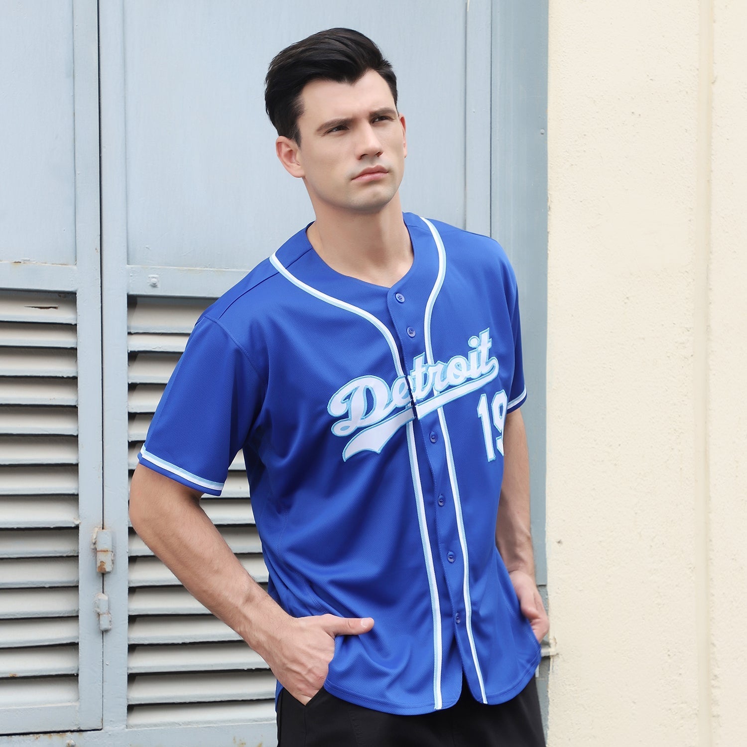 Custom Royal White-Light Blue Baseball Jersey baseball jersey product view 2