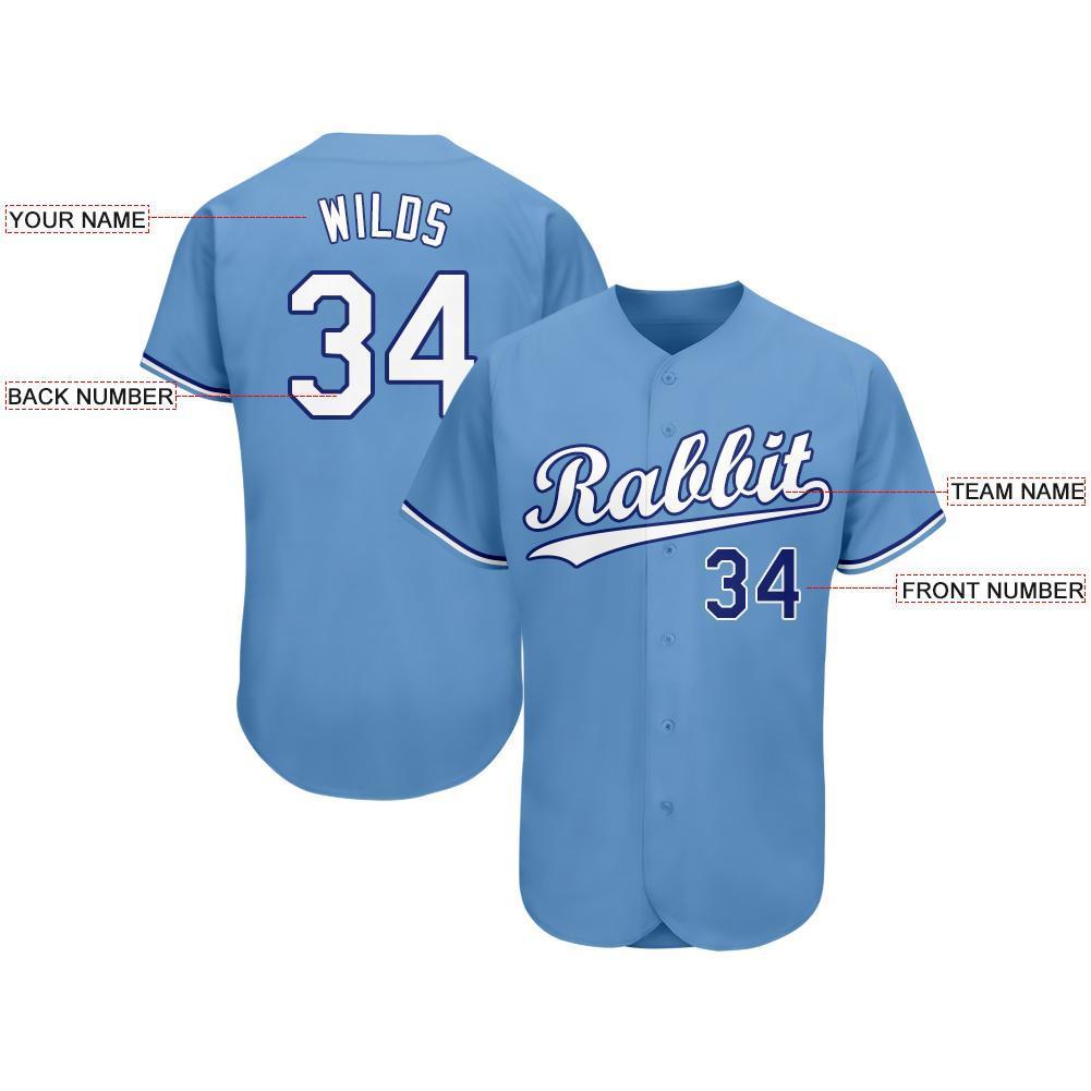 Custom Light Blue White-Royal Baseball Jersey baseball jersey product view 3
