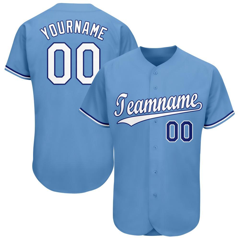 Custom Light Blue White-Royal Baseball Jersey baseball jersey product view 1