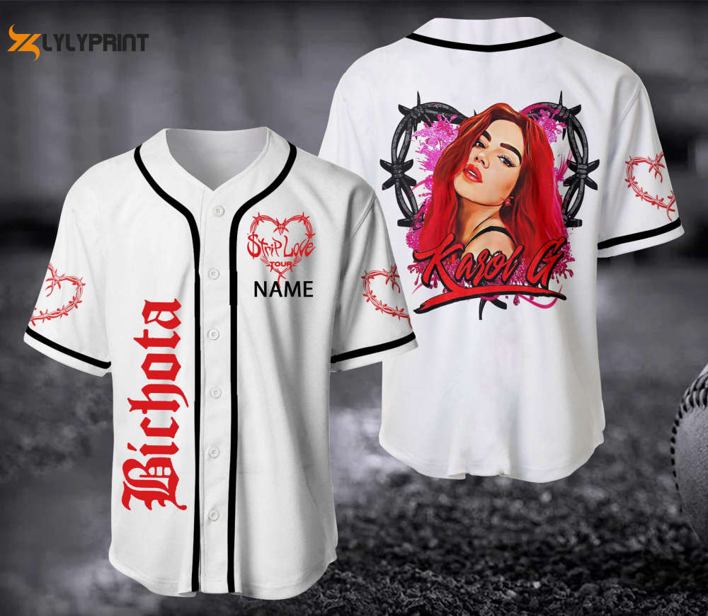 Karol G Las Bichotas No Lloran Baseball Jersey, Karol G Strip Love Tour Jersey - lylyprint.com baseball jersey product view 1
