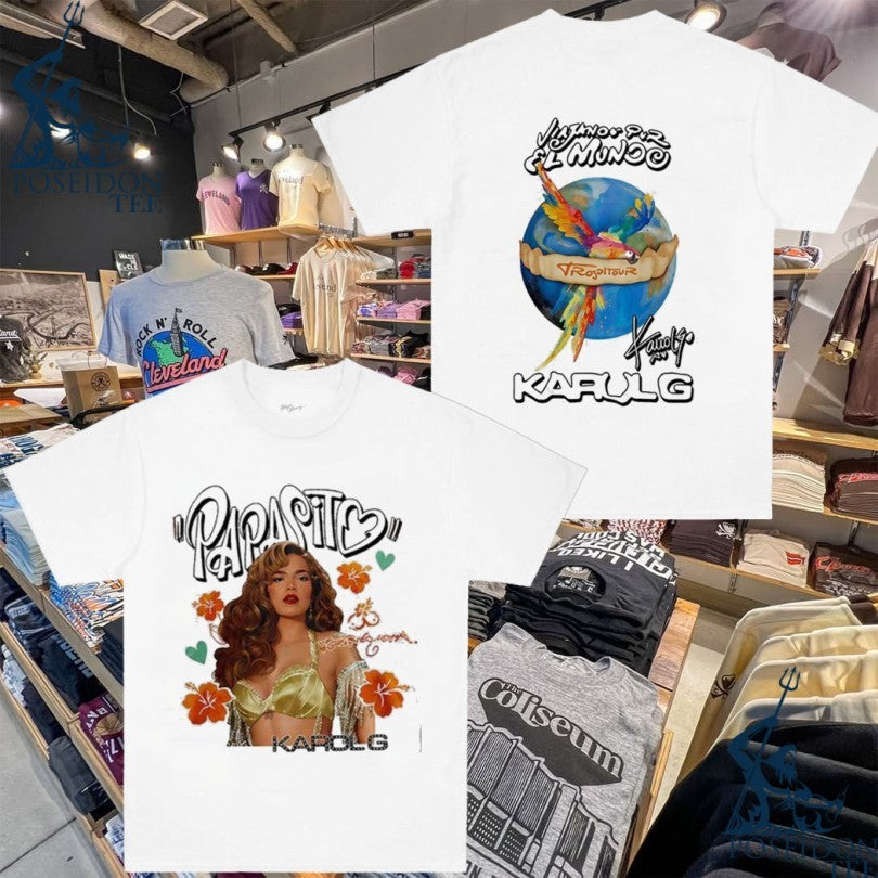 Karol G Viajando Por El Mundo Tour 2026 T-shirt Unisex T-shirt, Sweatshirt, Hoodie, Long Sleeve Tee - T-Shirt, Sweatshirt, Hoodie