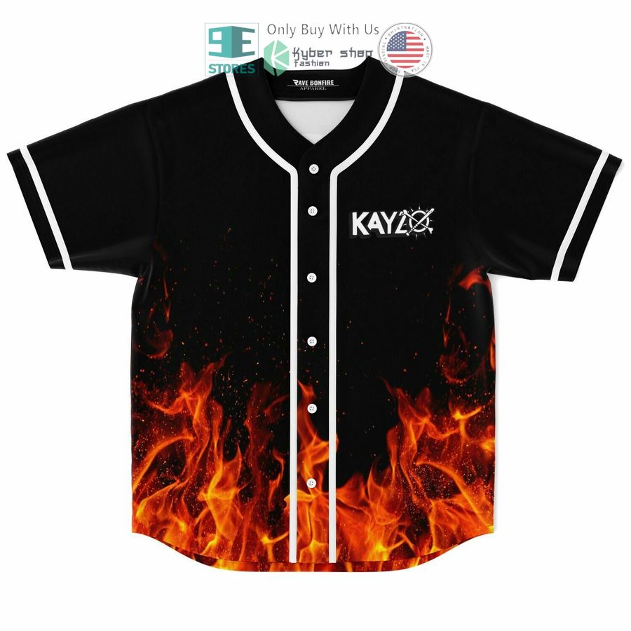 BEST Kayzo Burn It Down 24 Fire black Baseball Jersey baseball jersey product view 1