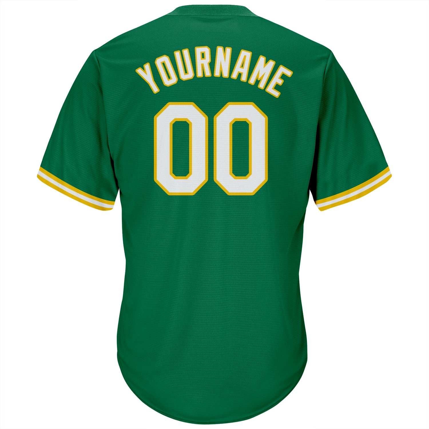 Custom Kelly Green White-Gold Authentic Throwback Rib-Knit Baseball Jersey Shirt baseball jersey product view 3