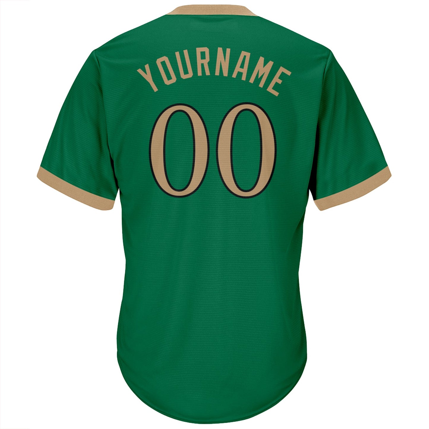 Custom Kelly Green Old Gold-Black Authentic Throwback Rib-Knit Baseball Jersey Shirt baseball jersey product view 3