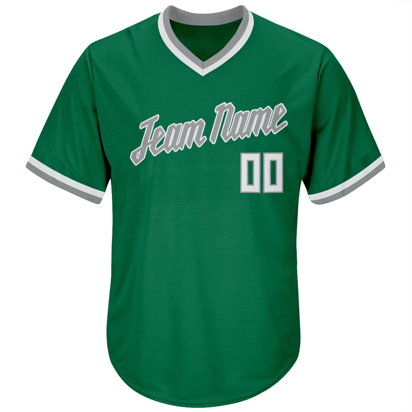 Custom Kelly Green White-Gray Authentic Throwback Rib-Knit Baseball Jersey Shirt baseball jersey product view 2