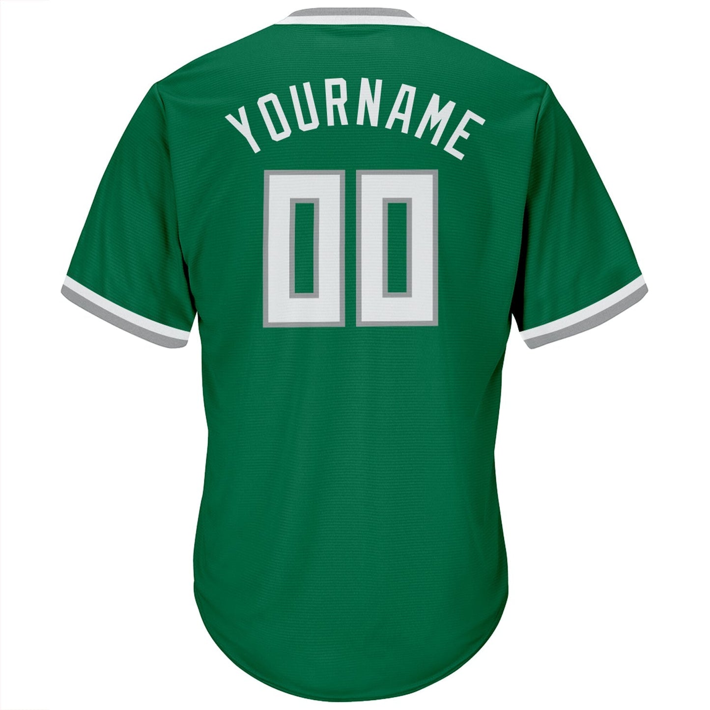 Custom Kelly Green White-Gray Authentic Throwback Rib-Knit Baseball Jersey Shirt baseball jersey product view 3