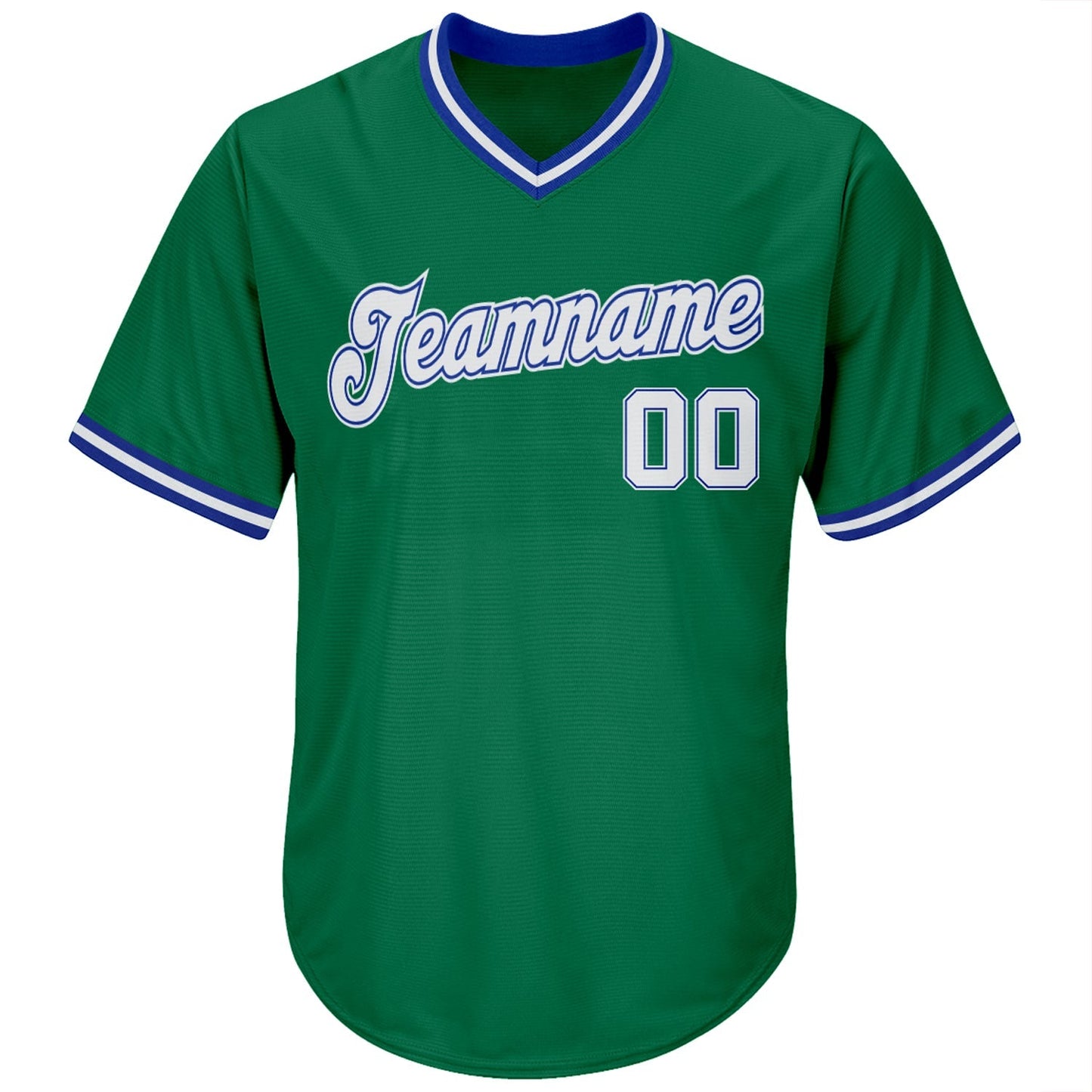 Custom Kelly Green White-Royal Authentic Throwback Rib-Knit Baseball Jersey Shirt baseball jersey product view 2