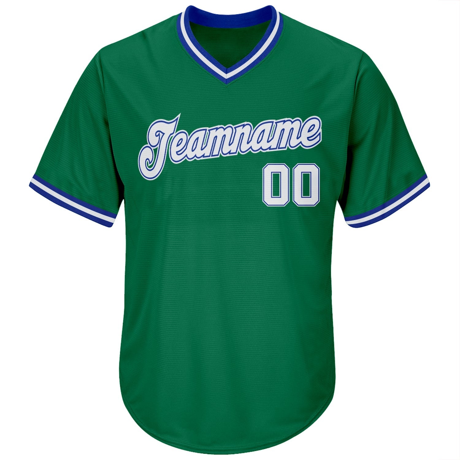 Custom Kelly Green White-Royal Authentic Throwback Rib-Knit Baseball Jersey Shirt baseball jersey product view 2