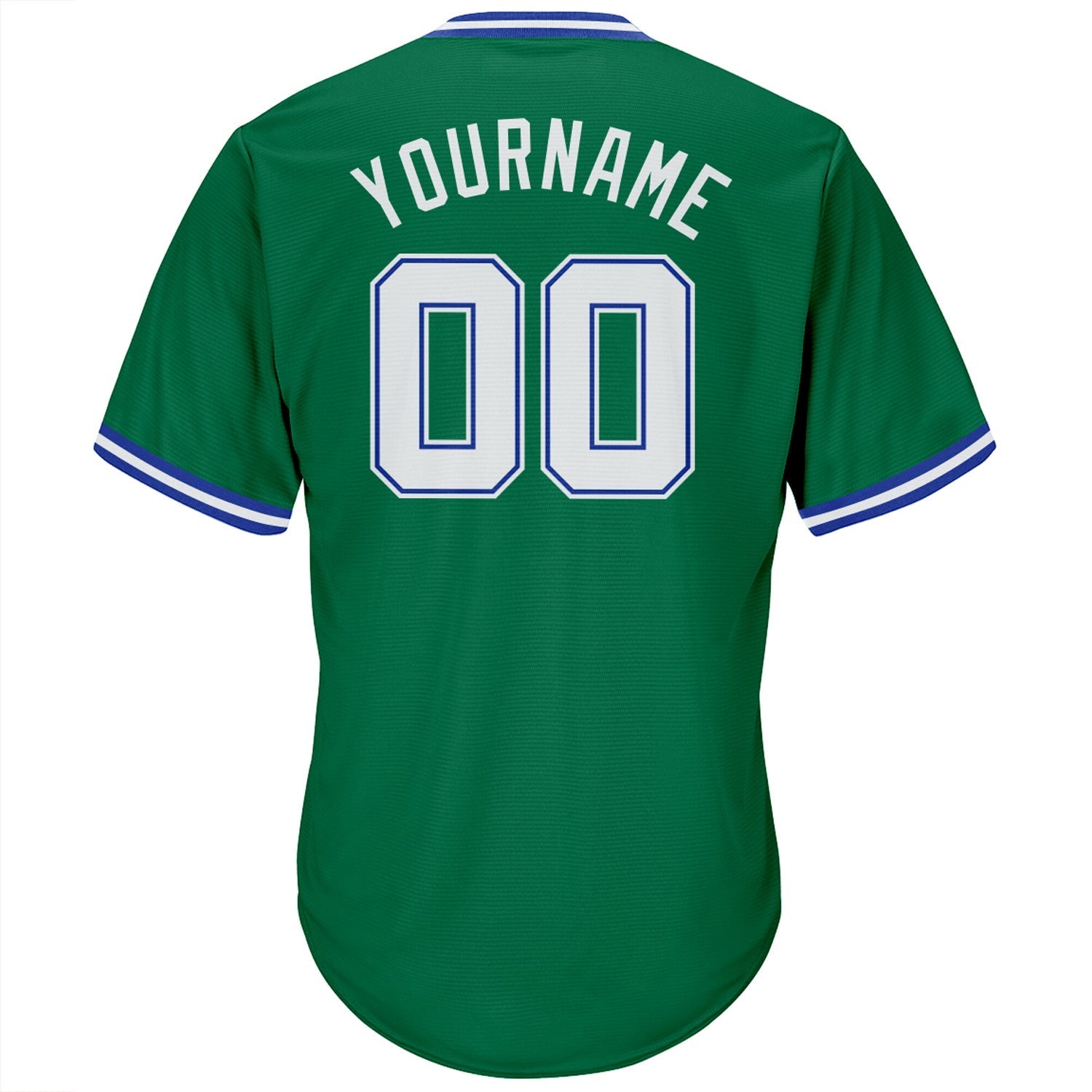 Custom Kelly Green White-Royal Authentic Throwback Rib-Knit Baseball Jersey Shirt baseball jersey product view 3