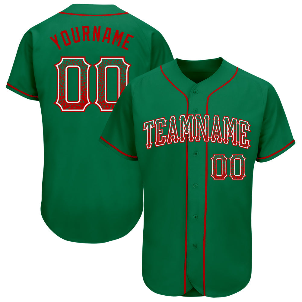Custom Kelly Green Red-White Authentic Drift Fashion Baseball Jersey baseball jersey product view 1