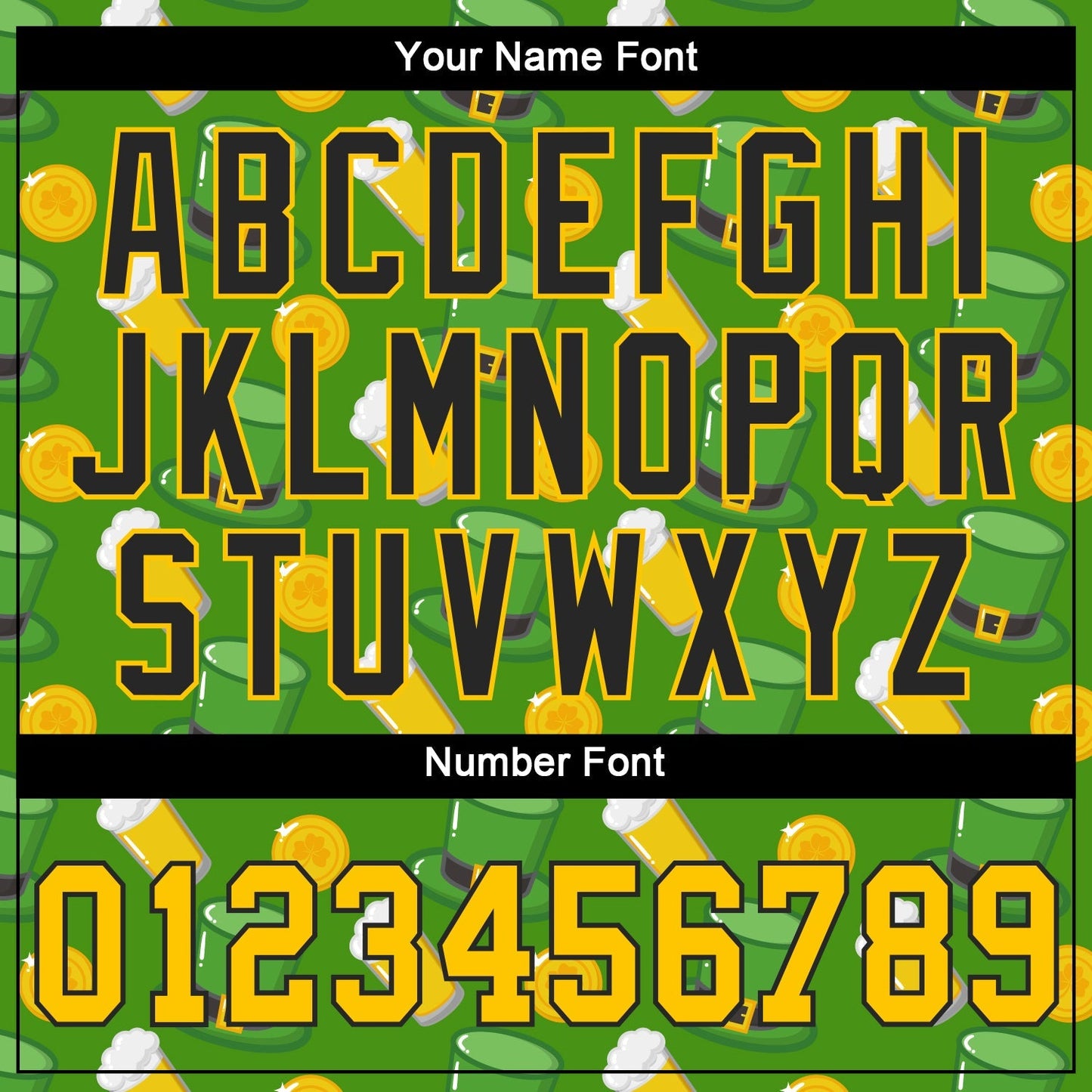 Custom Kelly Green Gold-Black 3D Pattern Design Authentic St. Patrick's Day Baseball Jersey baseball jersey product view 5