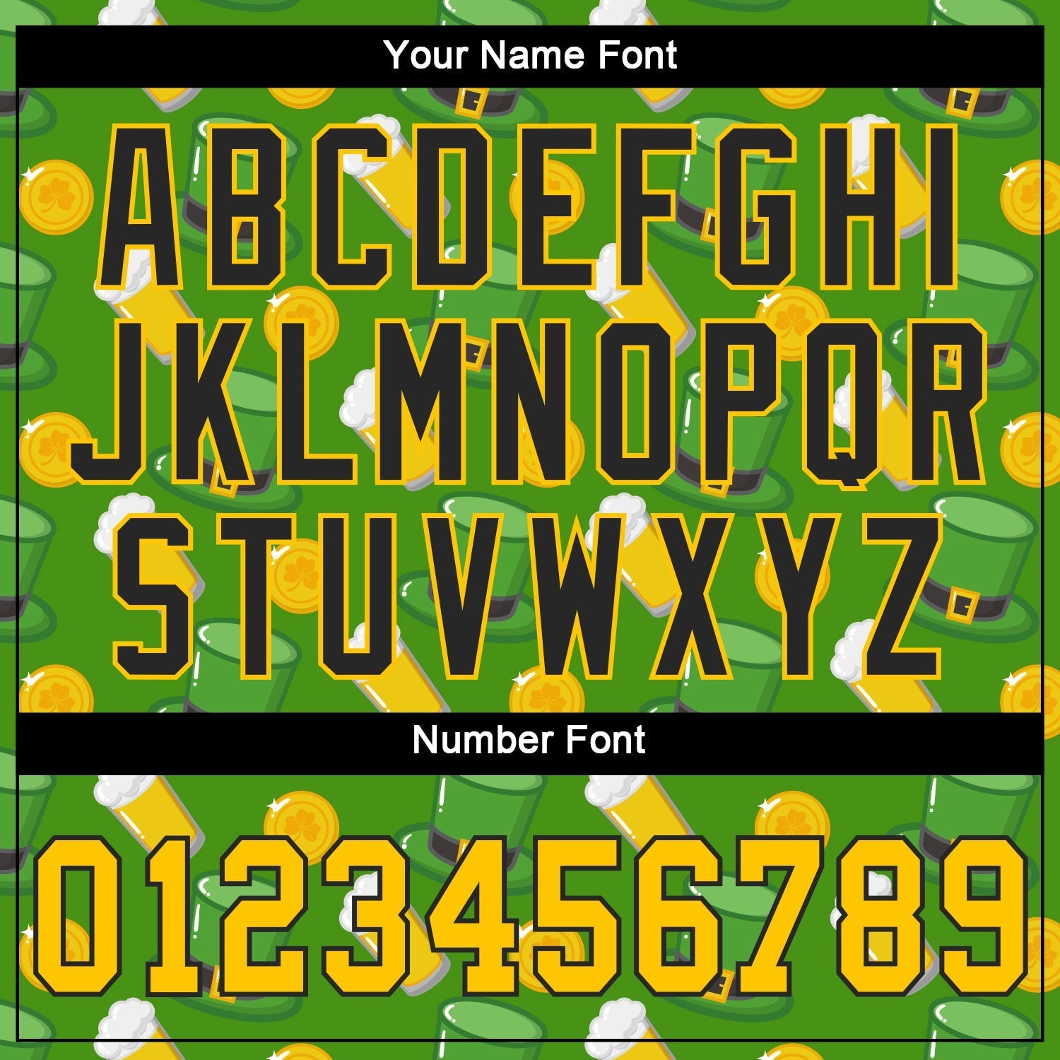 Custom Kelly Green Gold-Black 3D Pattern Design Authentic St. Patrick's Day Baseball Jersey baseball jersey product view 5