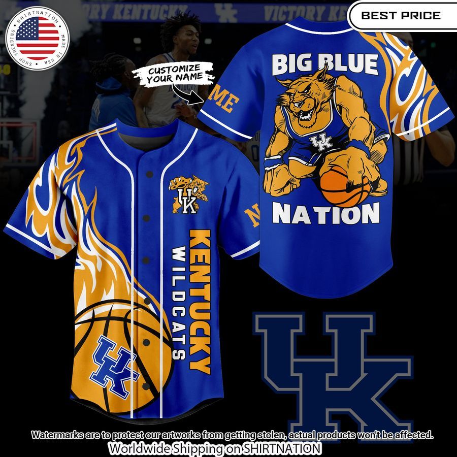 Kentucky Wildcats Big Blue Nation Custom Baseball Jersey baseball jersey product view 1