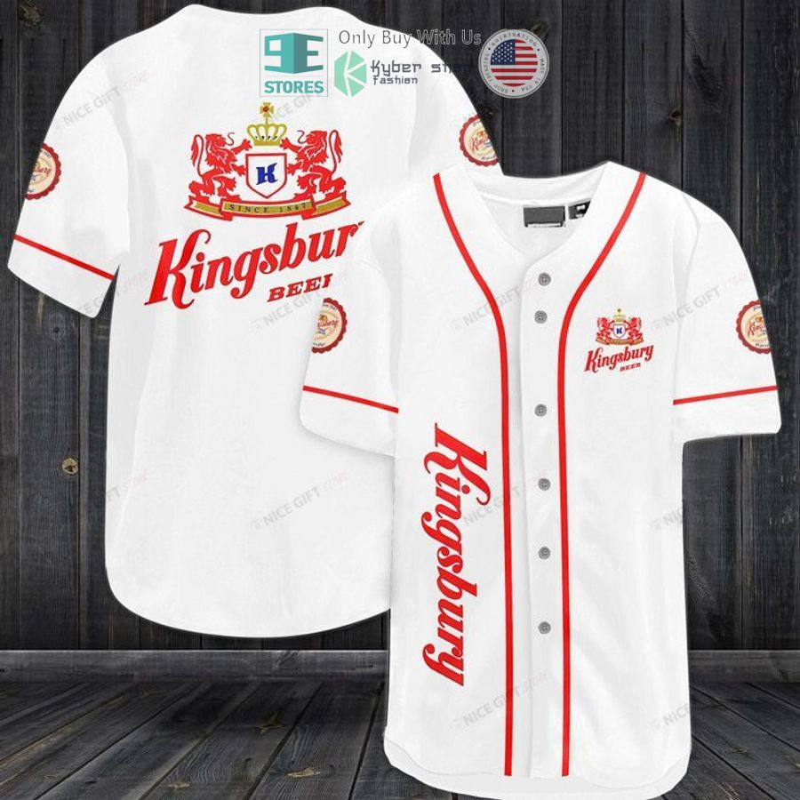 BEST Kingsbury Beer logo white Baseball Jersey baseball jersey product view 1