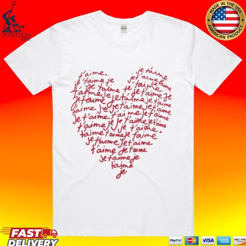 Kirsten Mcduffie Je Taime Heart T-shirt Unisex T-shirt, Sweatshirt, Hoodie, Long Sleeve Tee - T-Shirt, Sweatshirt, Hoodie