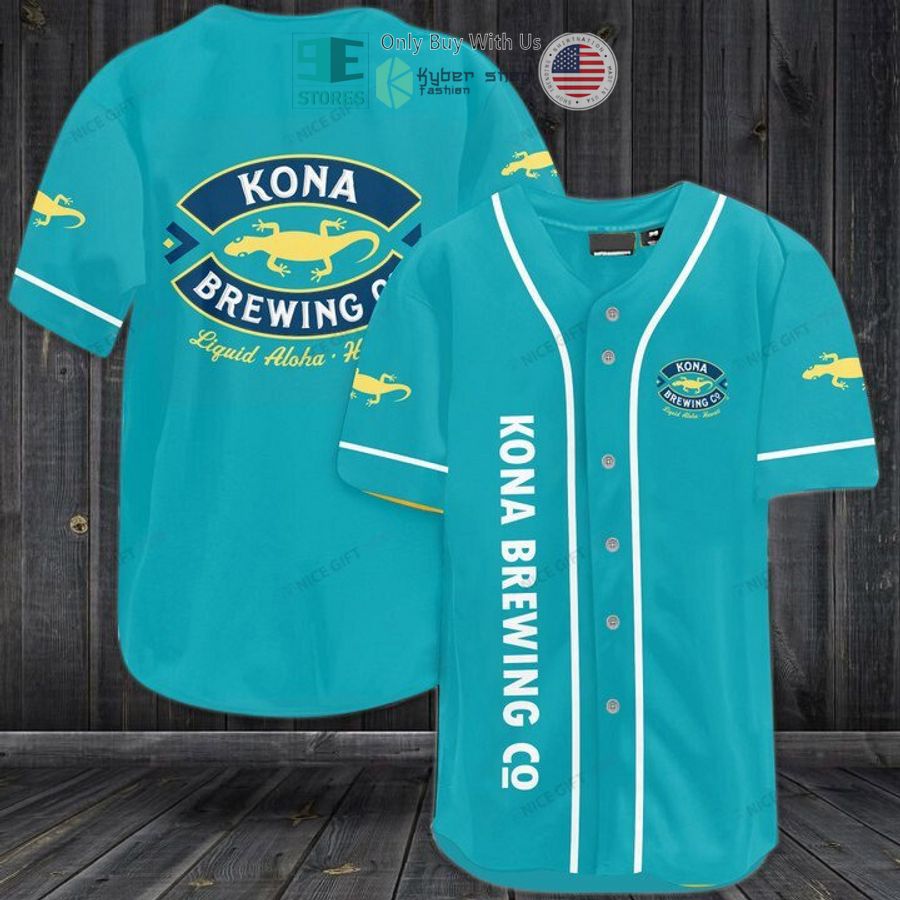 BEST Kona Brewing blue Baseball Jersey baseball jersey product view 1