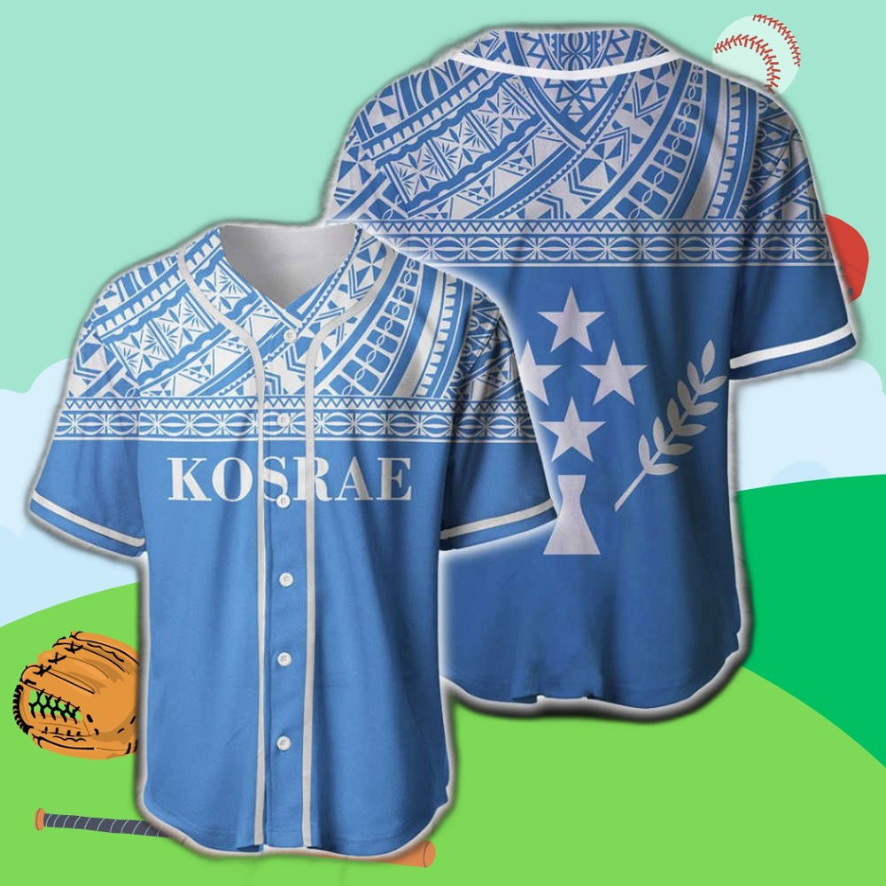 Kosrae Micronesian Blue Baseball Jersey: Authentic Design for Sports Enthusiasts baseball jersey product view 1