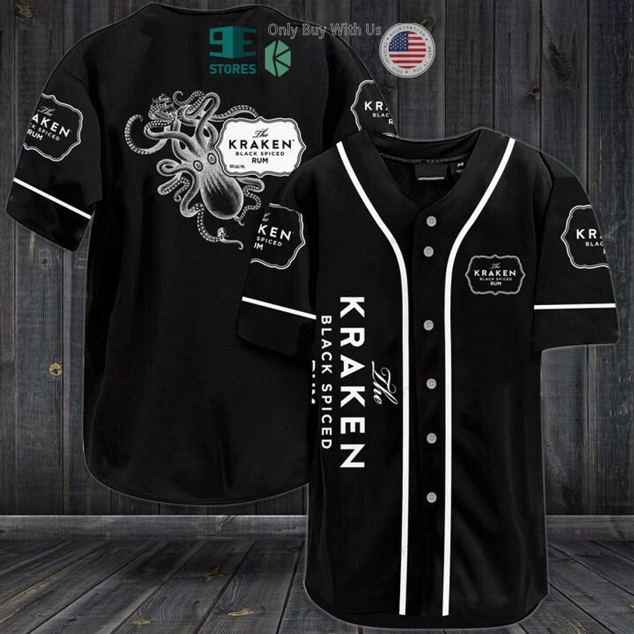 BEST Kraken Black Spiced Rum logo black Baseball Jersey baseball jersey product view 1