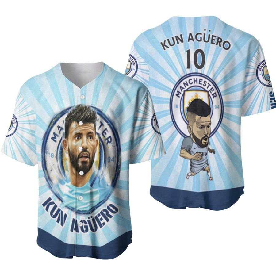 Kun Aguero 10 Sergio Aguero Best Footballer Funny Chibi Manchester City Designed Allover Gift For Aguero Fans Baseball Jersey Gifts for Fans - lylyprint.com baseball jersey product view 2