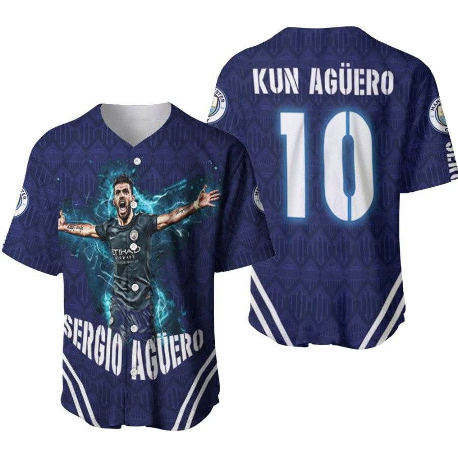 Kun Aguero 10 Sergio Aguero Goal Moment Manchester City Designed Allover Gift For Aguero Fans Baseball Jersey Gifts for Fans - lylyprint.com baseball jersey product view 2