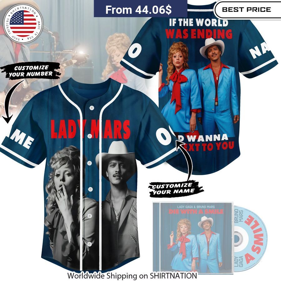 Lady Mars If The World Was Ending I'd Wanna Be Next To You Baseball Jersey baseball jersey product view 1