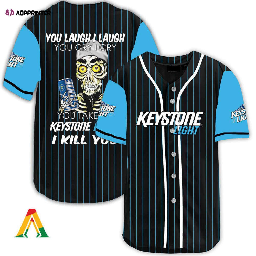 Laugh Cry Take My Keystone Light I Kill You Baseball Jersey - Aopprinter baseball jersey product view 1