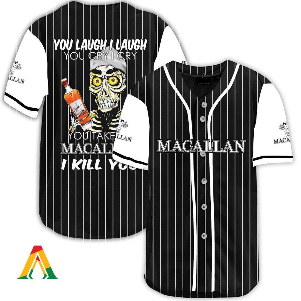 Laugh Cry Take My The Macallan Whiskey I Kill You Baseball Jersey - Aopprinter baseball jersey product view 2