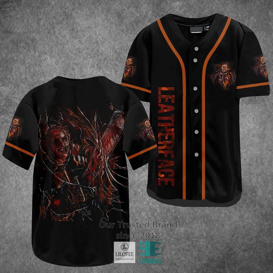 Leatherface Horror Movie Black Baseball Jersey baseball jersey product view 1